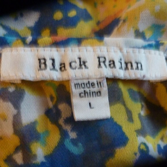 BLACK RAINN Cute Multicolored sheer flutter sleeve blouse/ top - Picture 4 of 7